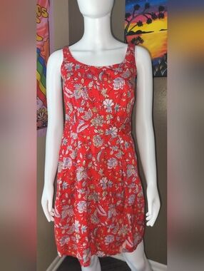 Jack Wills Red Floral Sleeveless Dress 6